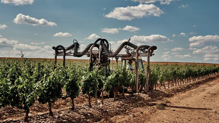 一位农民在 Ribera del Duero 葡萄园使用植物检疫产品